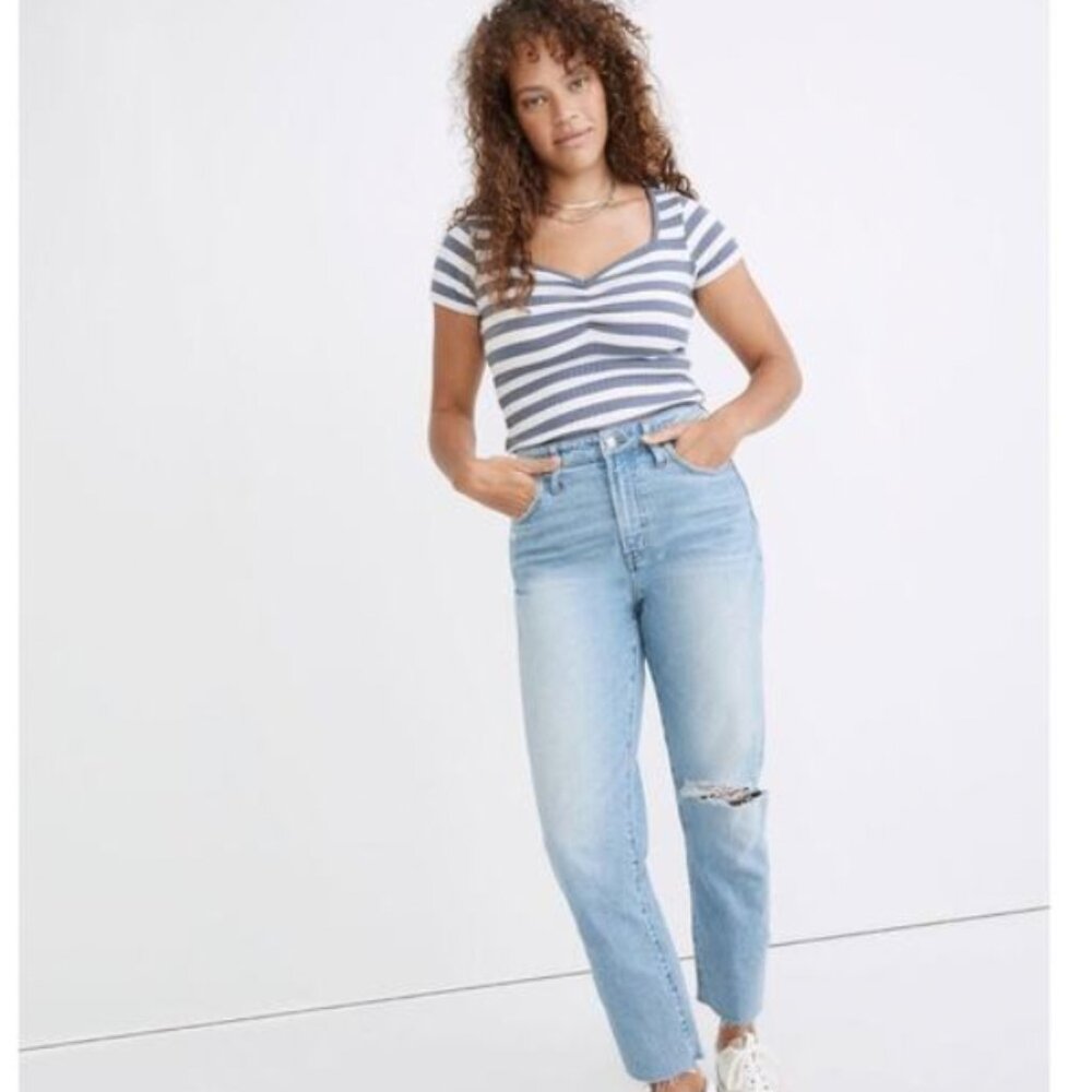 Madewell The Curvy Perfect Vintage Jean in Coney Wash: Destroyed Edition Size 27